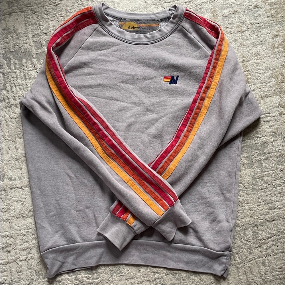 GUC Aviator Nation striped crewneck